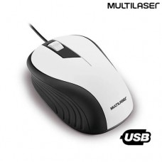 Mouse com Fio USB Óptico 3 Botões 1200Dpi Emborrachado Multilaser MO224 - Branco